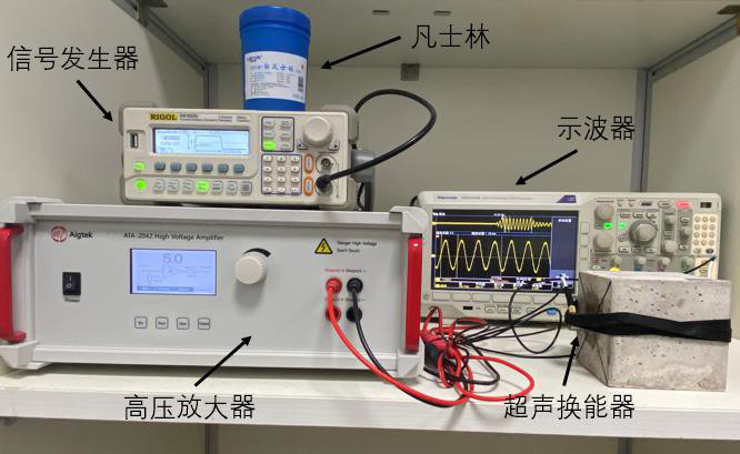 砂漿試樣的非線性超聲測試系統